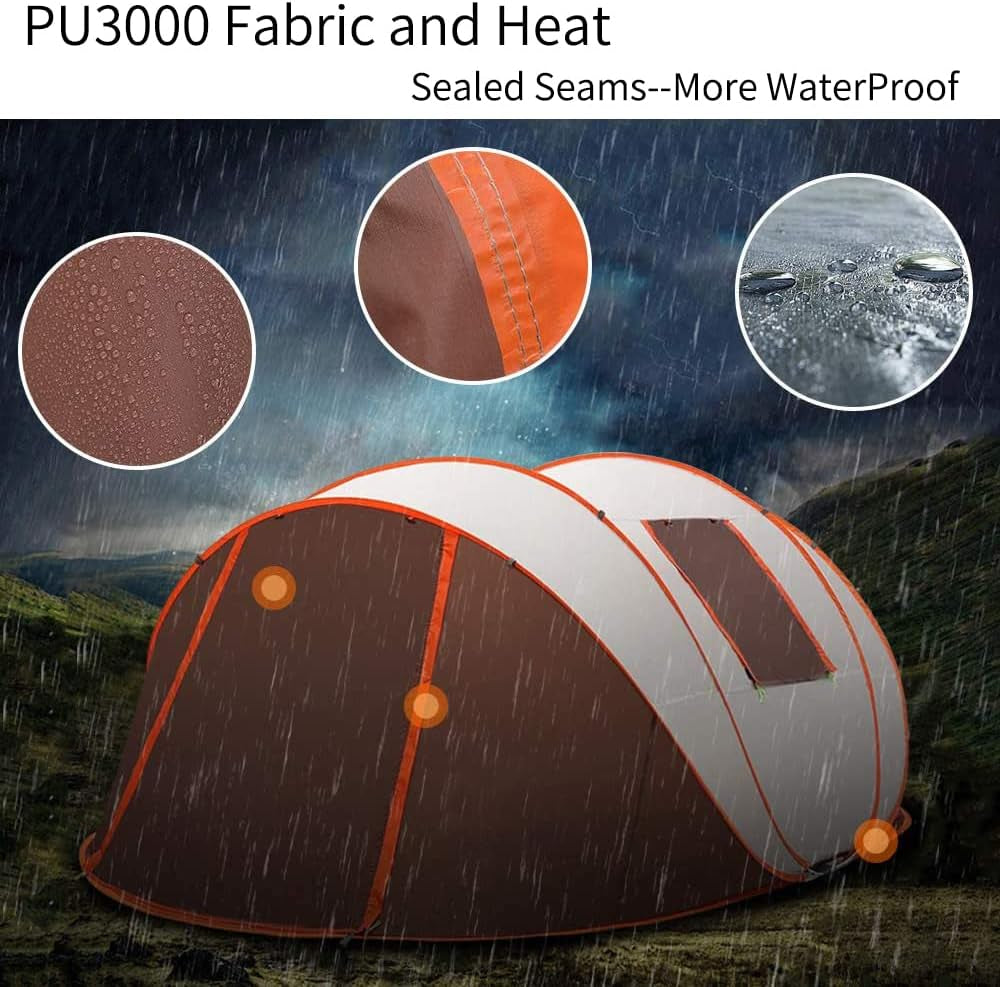 4-8 Person Easy Pop up Tent Waterproof Automatic Setup 2 Doors-Instant Family Tents for Camping Hiking & Traveling