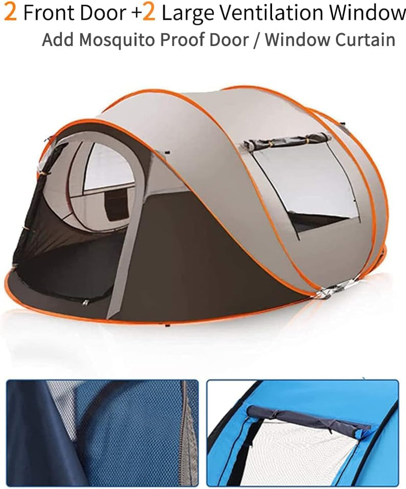 4-8 Person Easy Pop up Tent Waterproof Automatic Setup 2 Doors-Instant Family Tents for Camping Hiking & Traveling